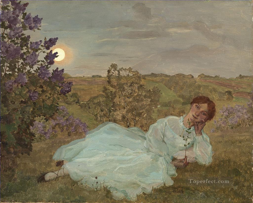 repose at sunset Konstantin Somov Oil Paintings